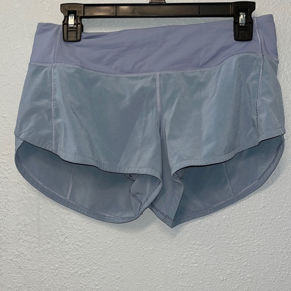 Lululemon women’s blue/gray speed up shorts 2.5in inseam